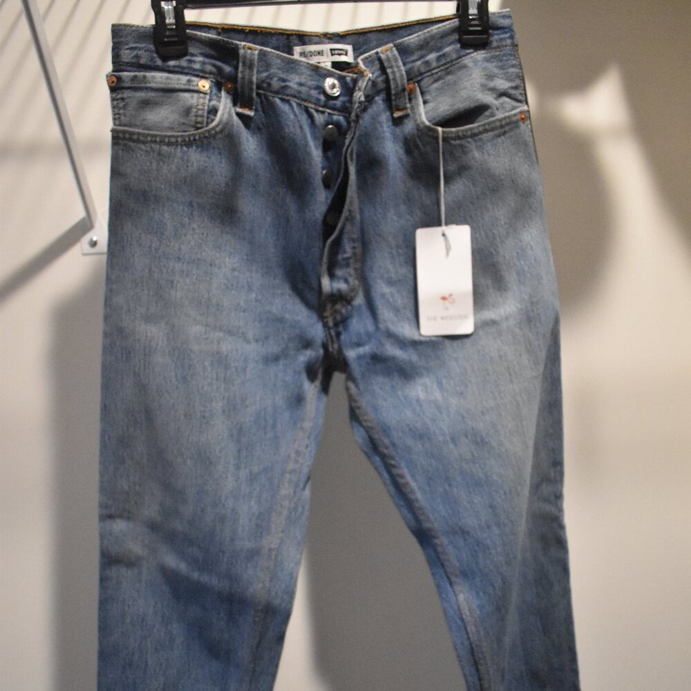 Re/Done Denim Levi Jeans High Rise Crop Side Zip RN 146770 Sz 28